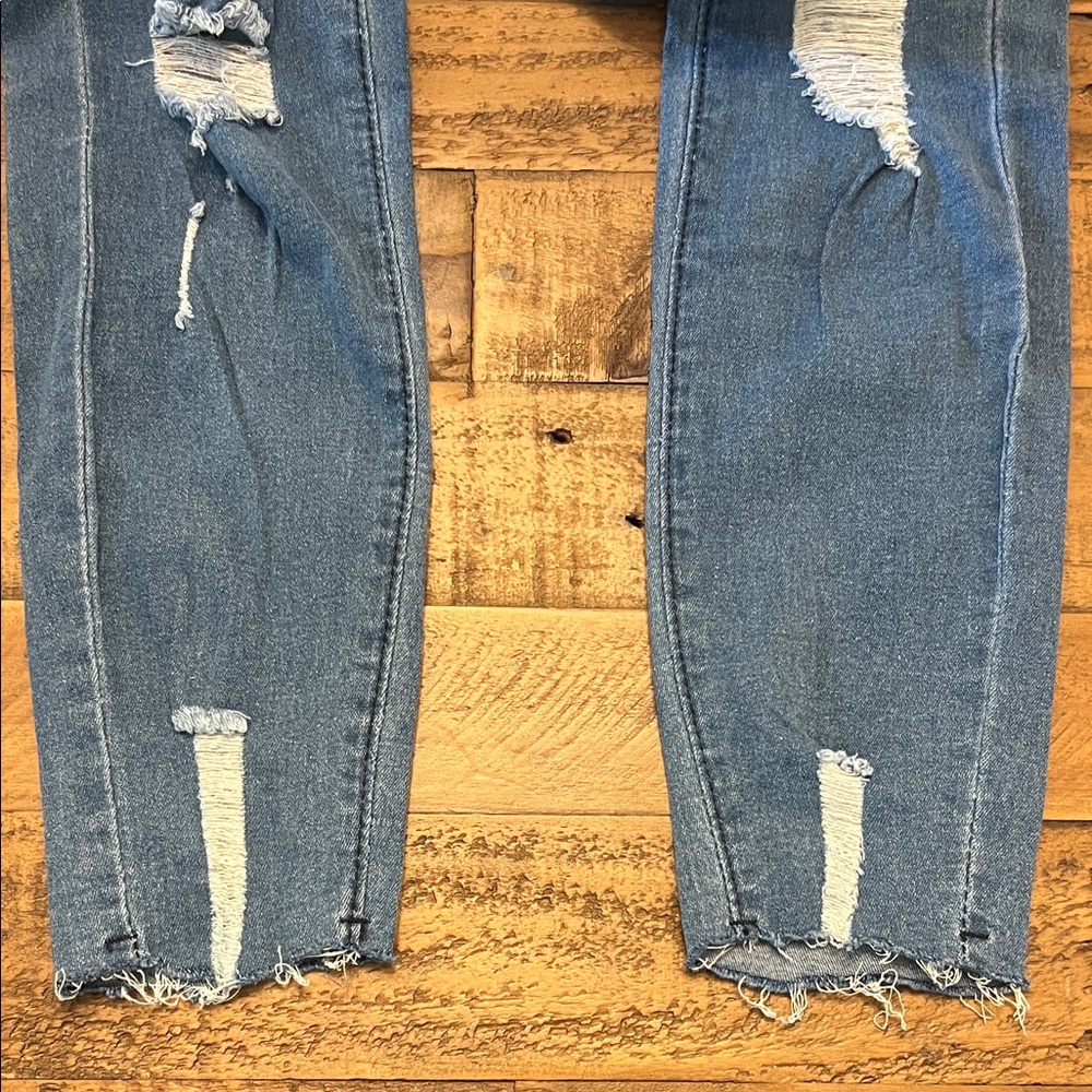 Distressed Blue Jeans with Drawstring - Picture 5 of 7